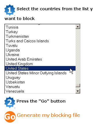 Block the United States from getting to your page.