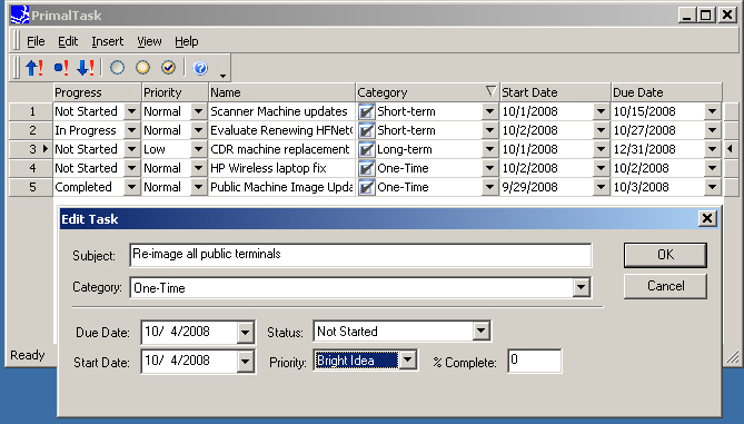Adding a new task.