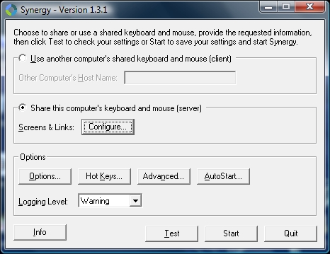 Synergy configured for the server