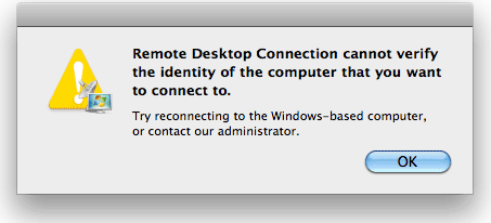 remote desktop for mac cannot verify the identity of the computer windows 2012