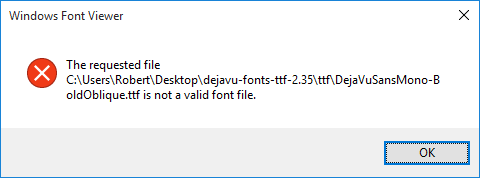 cannot install ttf font windows 10