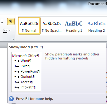 document word 2007 formatting and him section Word I breaks the Word 2007 showed when 2010 in